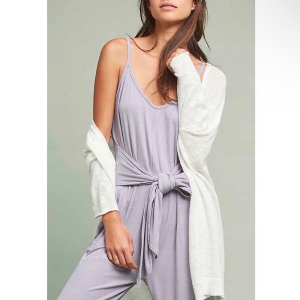 Saturday Sunday Thorpe lavender tank flowy tie waist jumpsuit pocket slouch